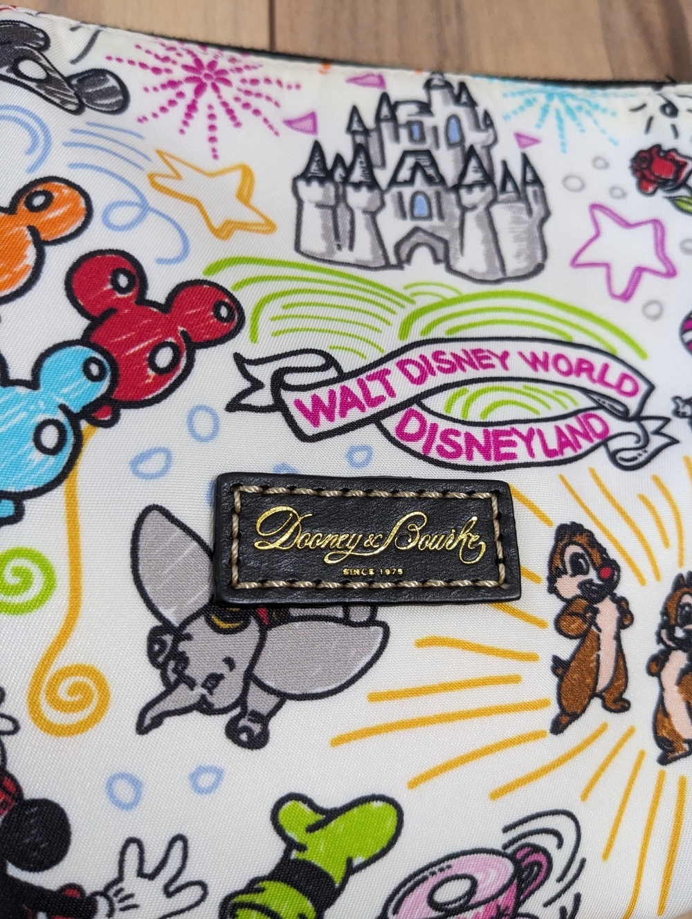 EUC! Dooney & Bourke X Disney Nylon Sketch Crossbody Bag In Black And White - Picture 3 of 16